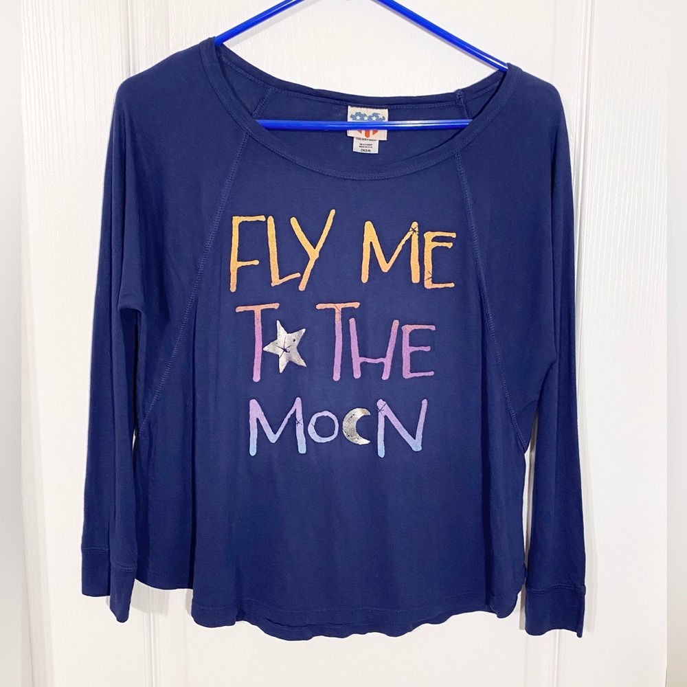 NEW Junk Food ‘Fly Me To The Moon’ Long Sleeve Tee USA MADE Navy Girl’s 2X (14)
